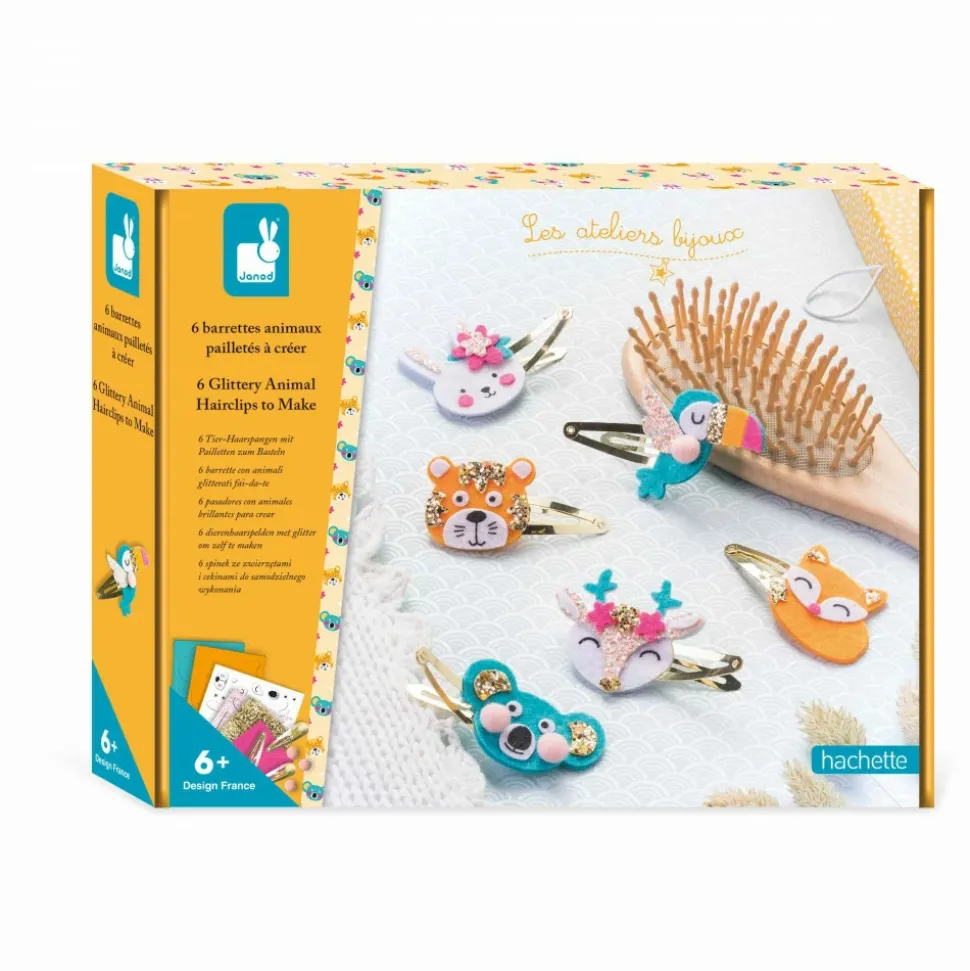 6 Barrettes Animaux Pailletés à Créer