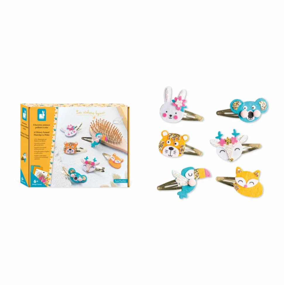 6 Barrettes Animaux Pailletés à Créer