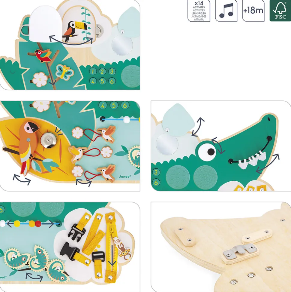 Busy-board Crocodile en bois Tropik