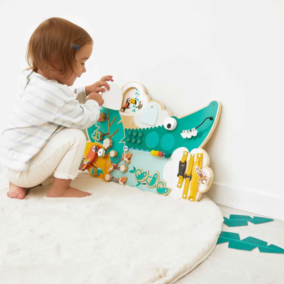 Busy-board Crocodile en bois Tropik