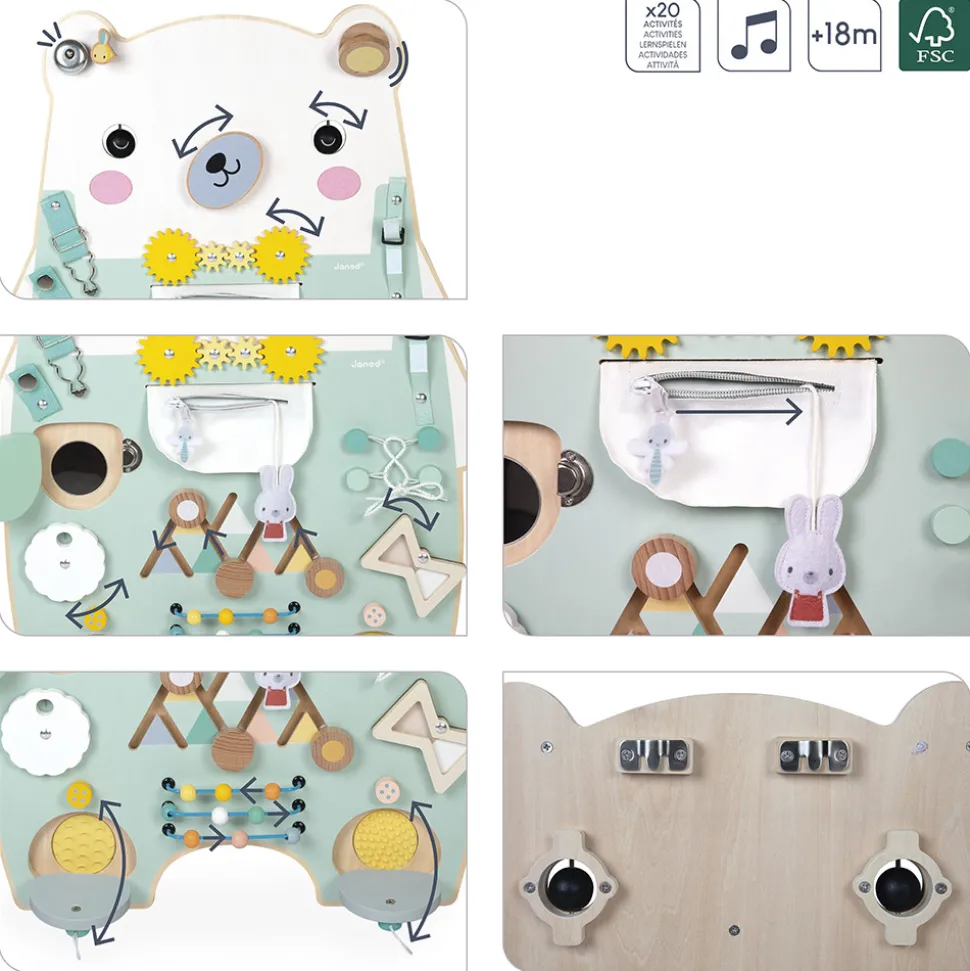 Busy-board Ourson en bois Pure