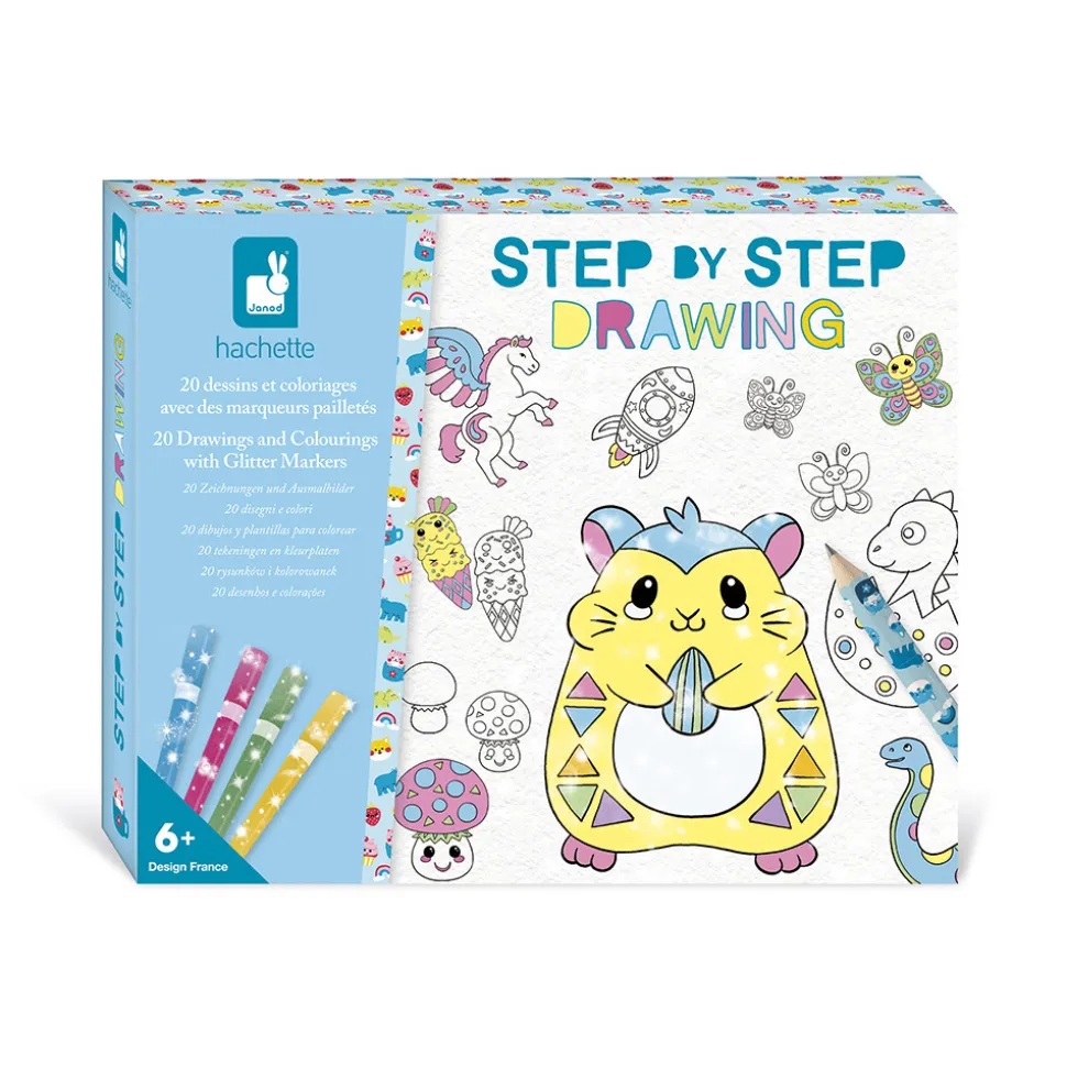 Coffret Créatif Dessin 20 Coloriages avec Feutres pailletés