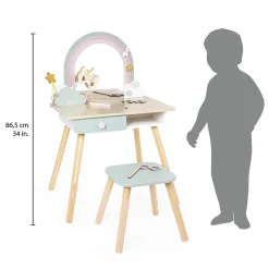 Coiffeuse en bois et accessoires Licorne