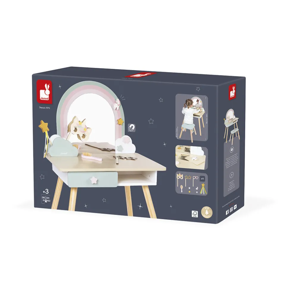 Coiffeuse en bois et accessoires Licorne