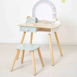 Coiffeuse en bois et accessoires Licorne