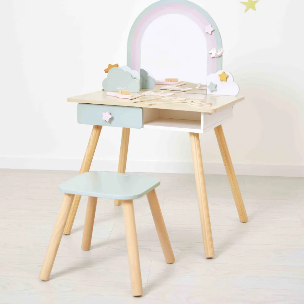 Coiffeuse en bois et accessoires Licorne