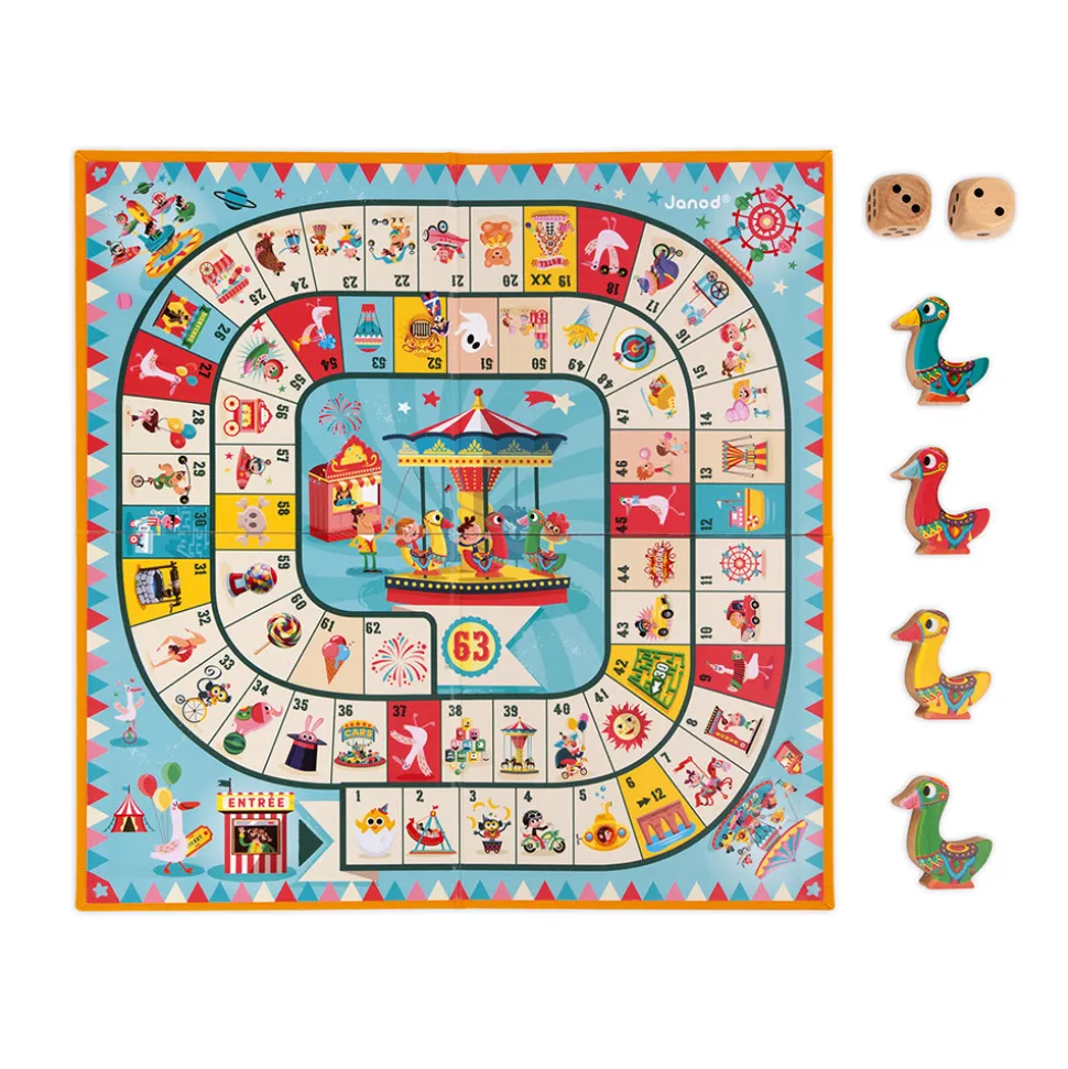 Jeu de l'oie carrousel (bois et carton)