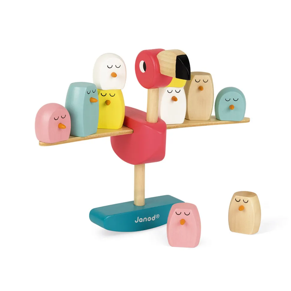 Jeu d'équilibre flamant rose (bois)