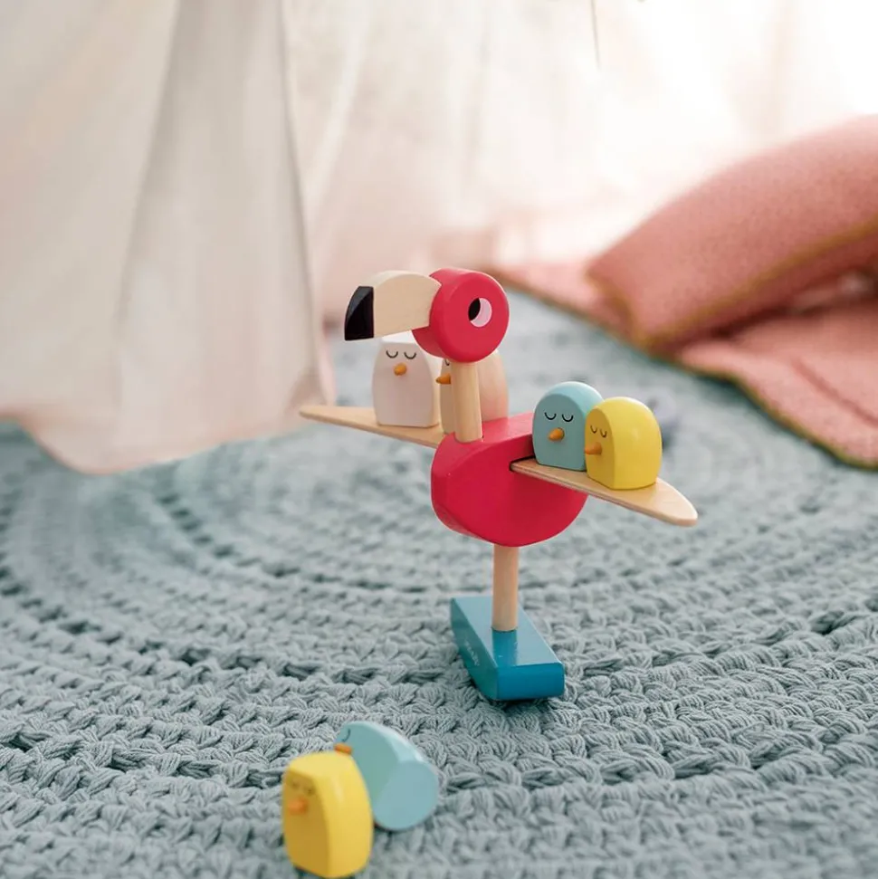 Jeu d'équilibre flamant rose (bois)