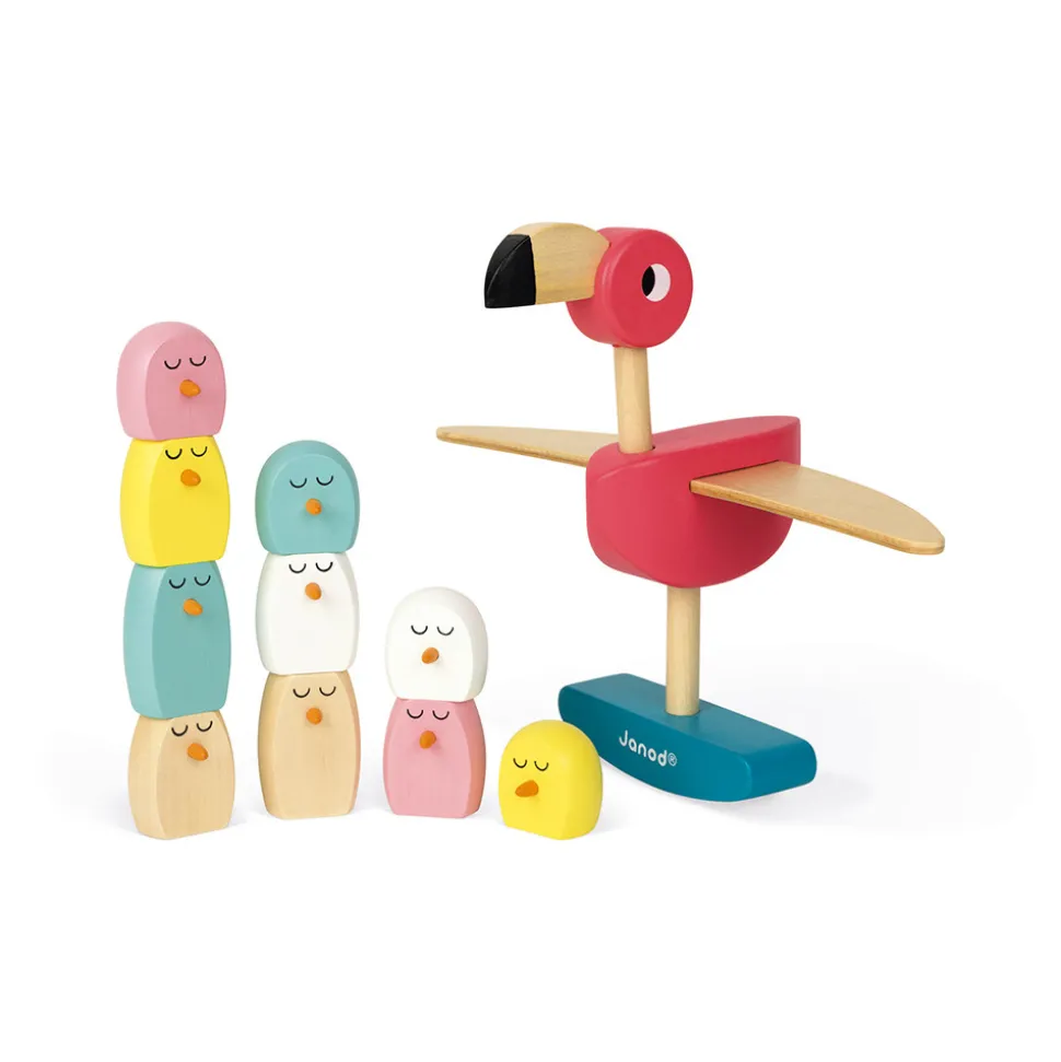 Jeu d'équilibre flamant rose (bois)