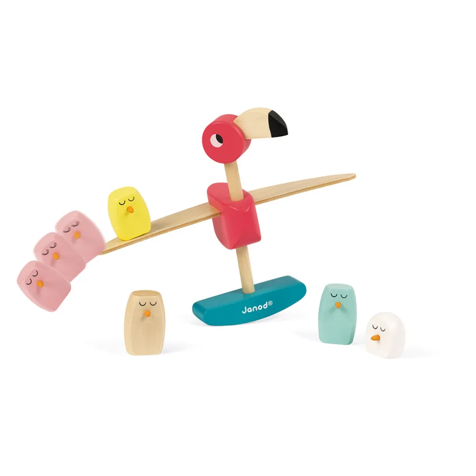 Jeu d'équilibre flamant rose (bois)