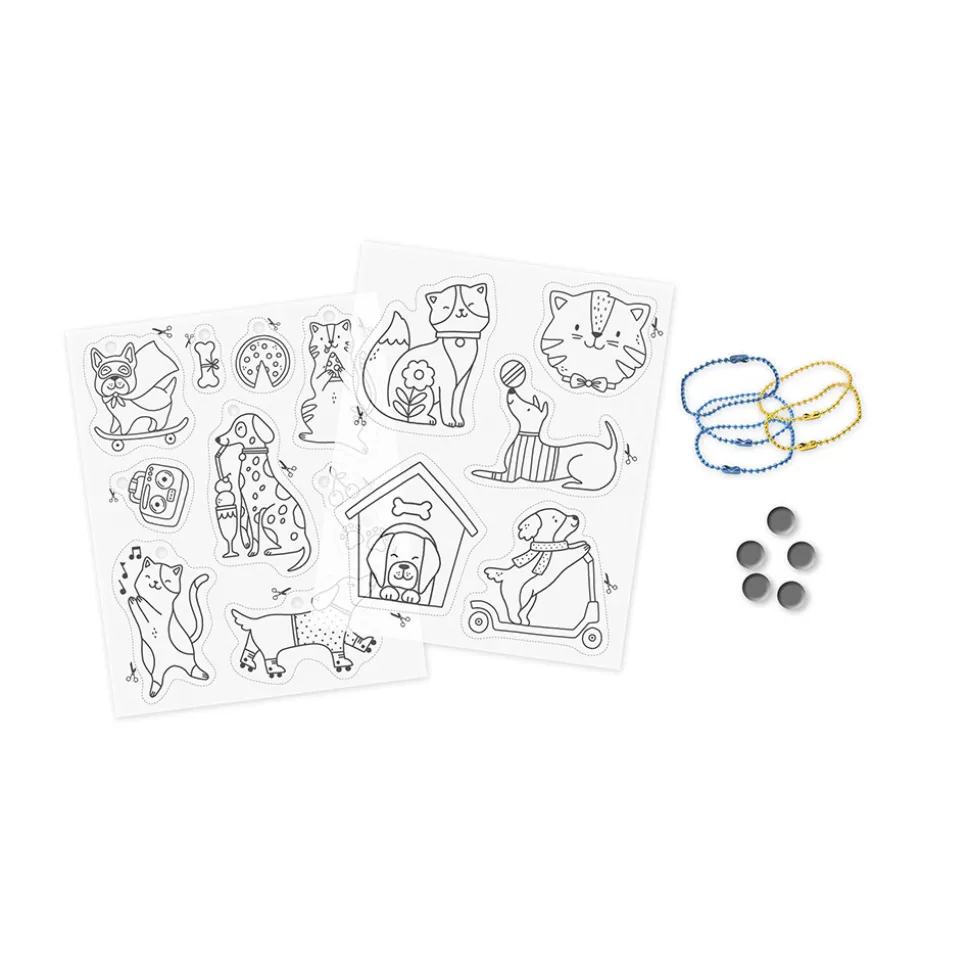 Kit Créatif - 10 Décos en Plastique Fou Chats et Chiens à Créer