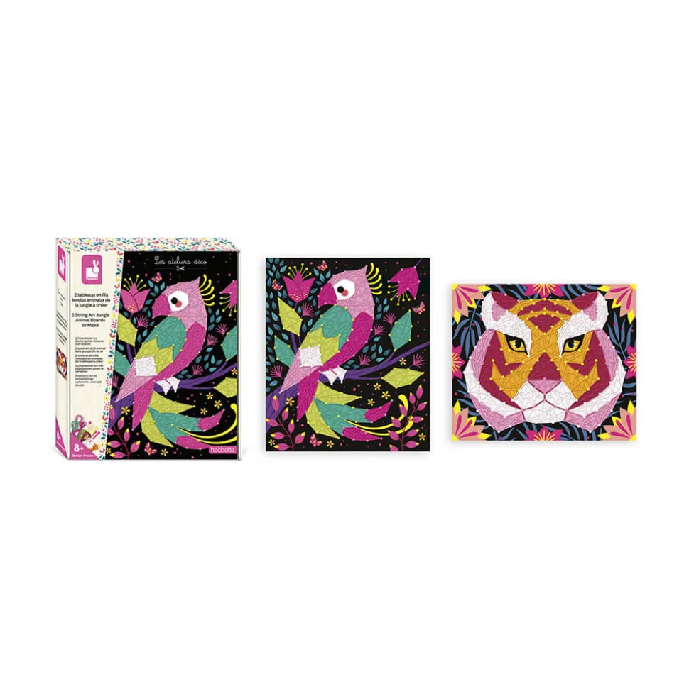 Kit Créatif - Coffret 2 Tableaux Fils Tendus Animaux de la Jungle à Créer