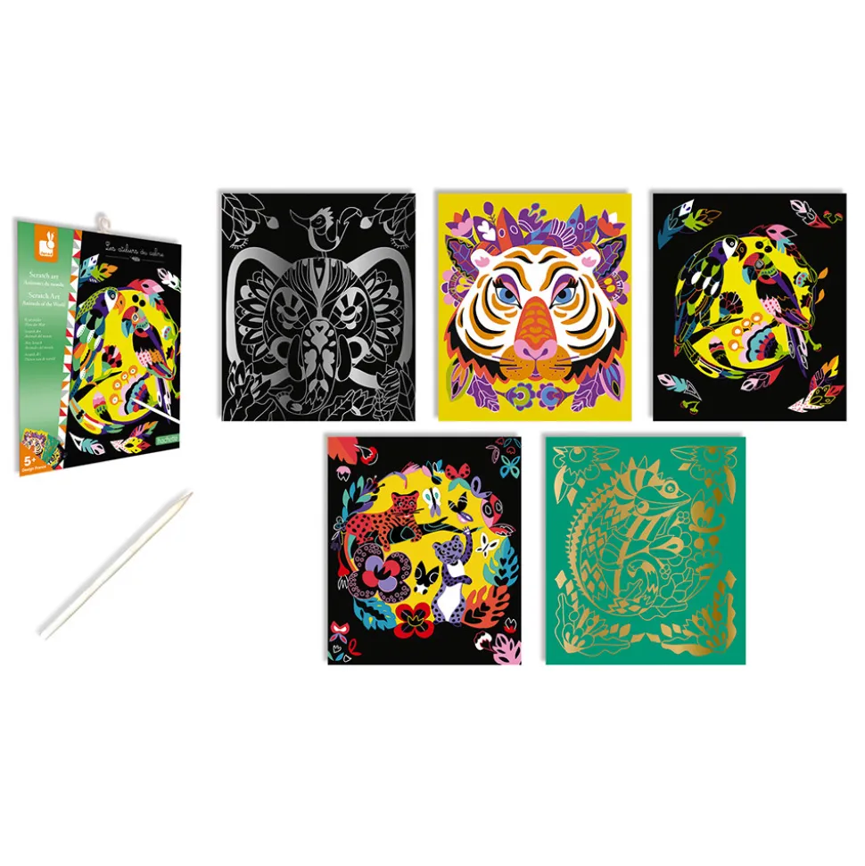 Kit Créatif - Scratch Art Animaux Du Monde