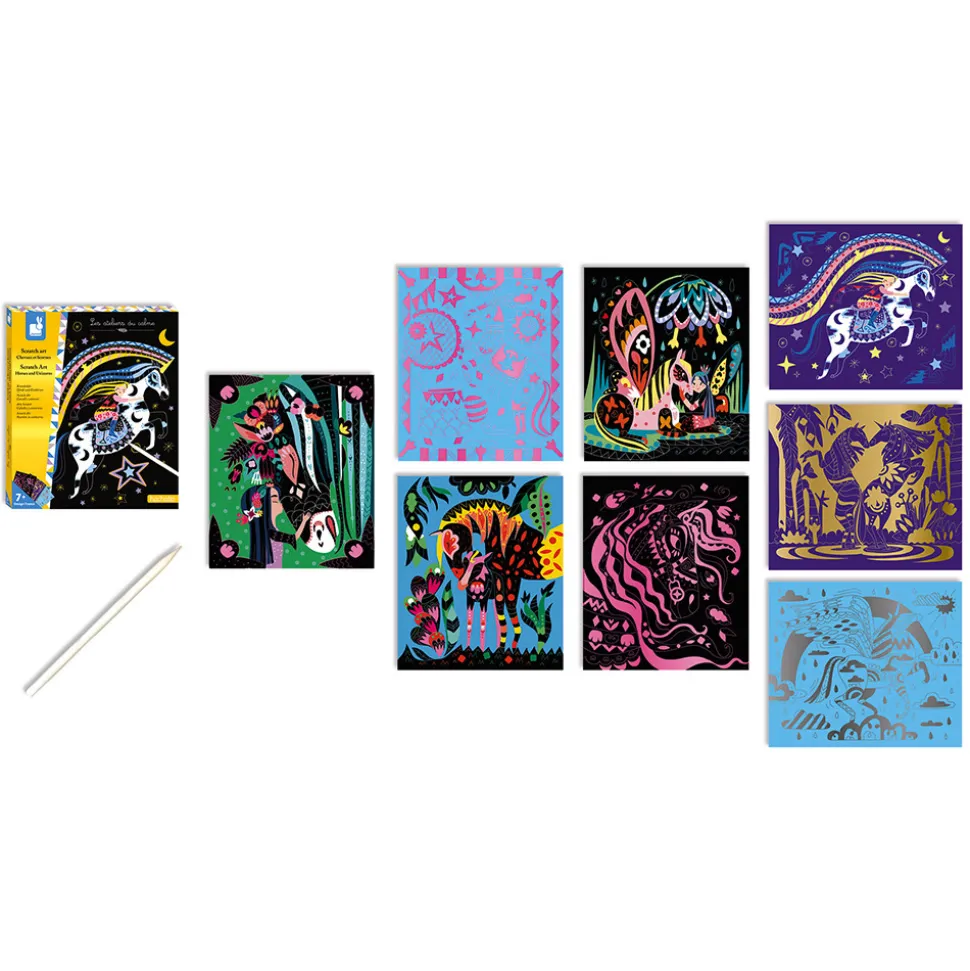 Kit Créatif - Scratch Art Chevaux Et Licornes