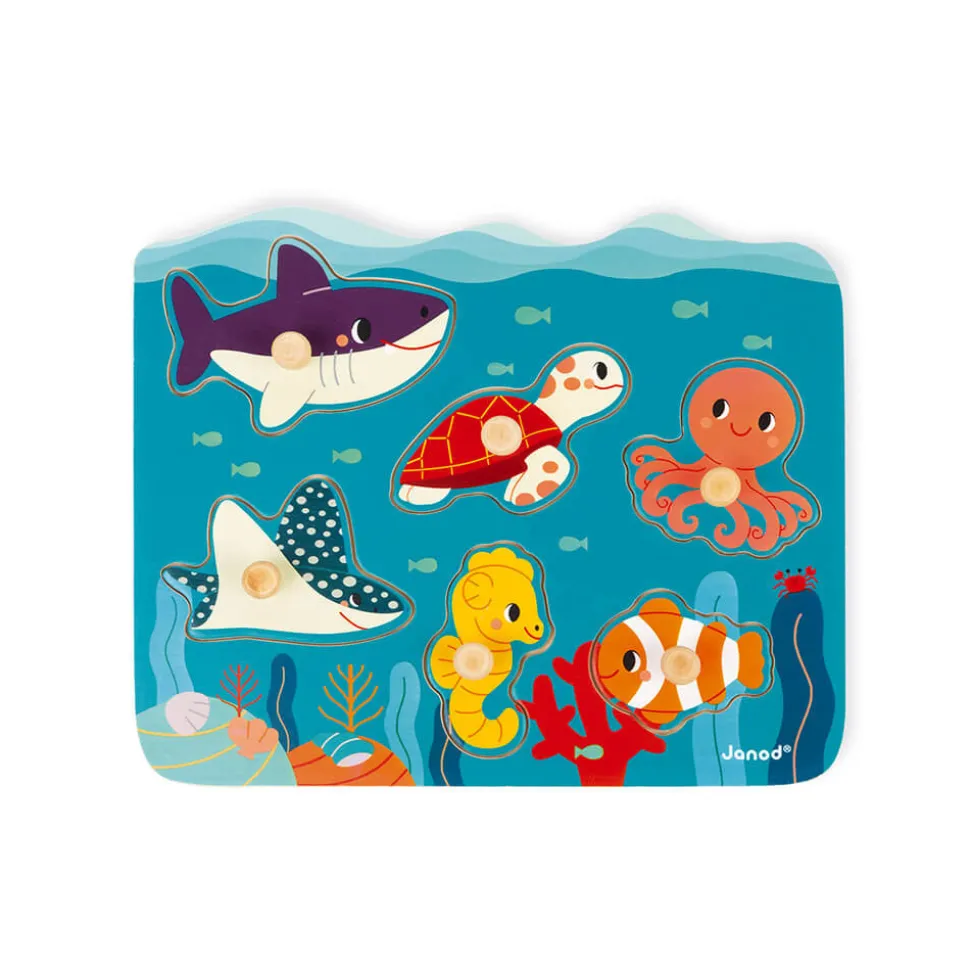 Puzzle à Tenons en Bois Animaux marins - Partenariat WWF®