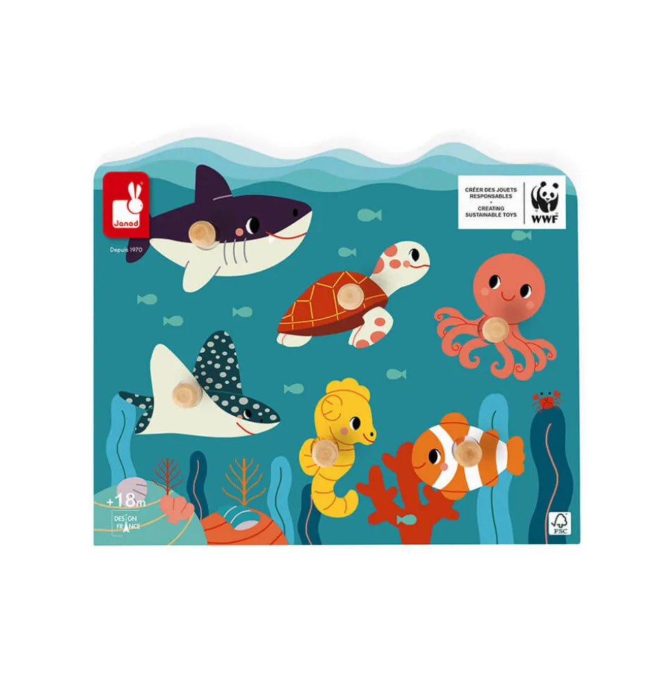 Puzzle à Tenons en Bois Animaux marins - Partenariat WWF®