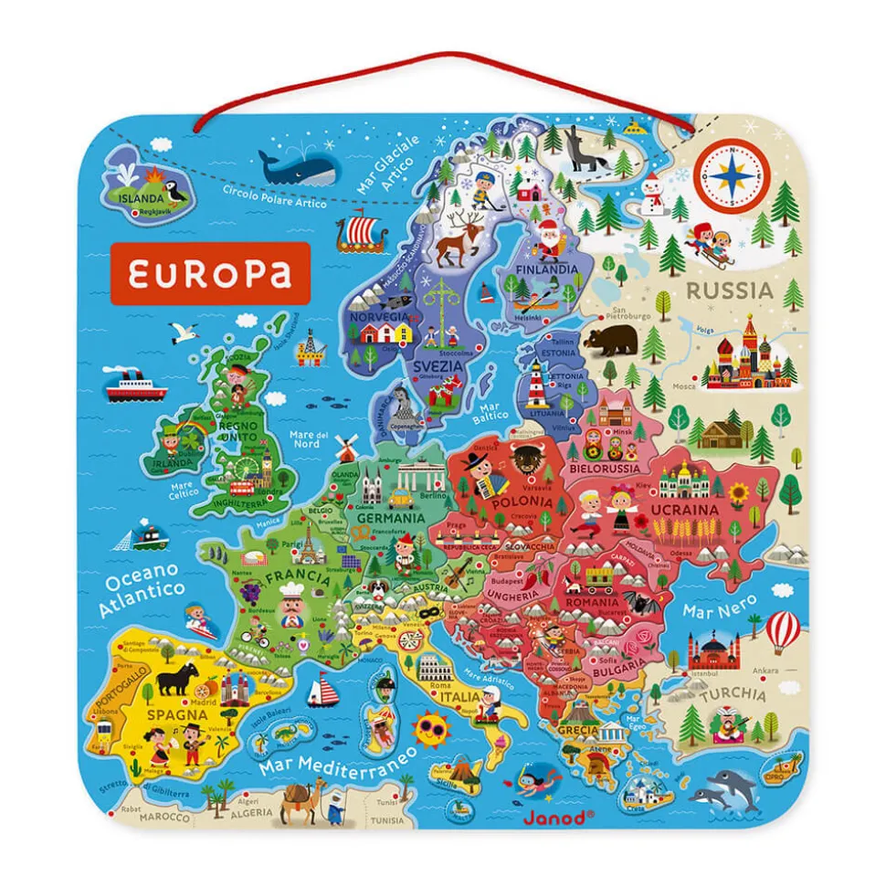 Puzzle Carte d'Europe Magnétique Italien (bois)