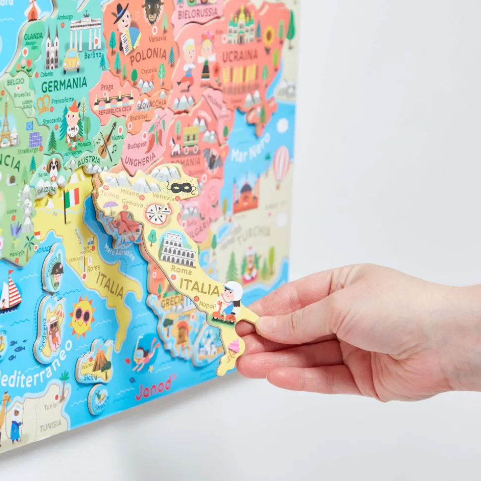 Puzzle Carte d'Europe Magnétique Italien (bois)