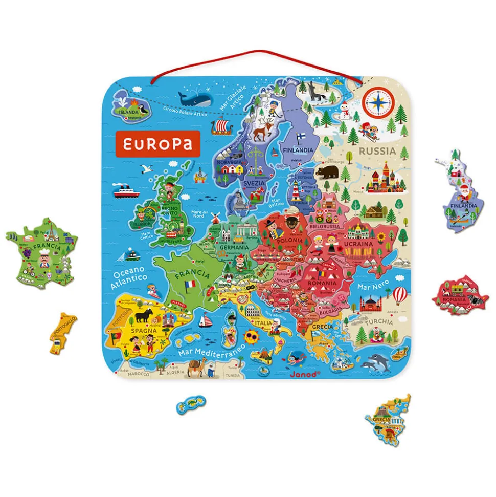 Puzzle Carte d'Europe Magnétique Italien (bois)