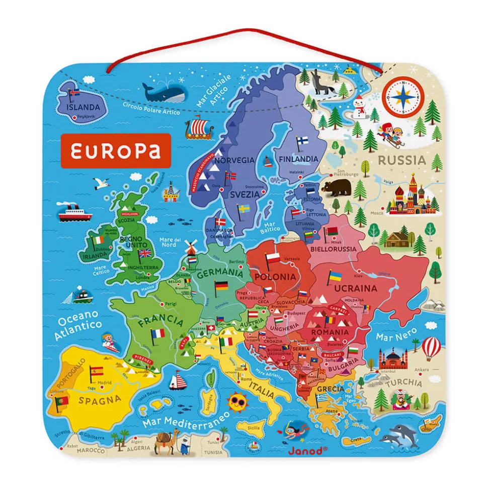 Puzzle Carte d'Europe Magnétique Italien (bois)