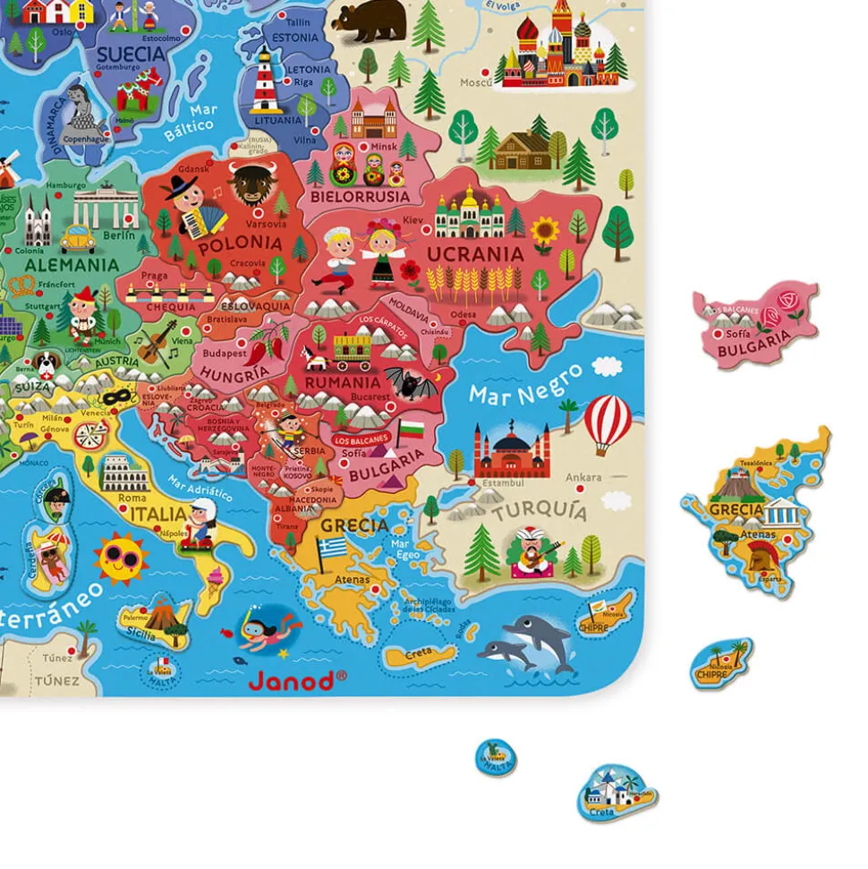 Puzzle Carte d'Europe Magnétique Espagnol (bois)