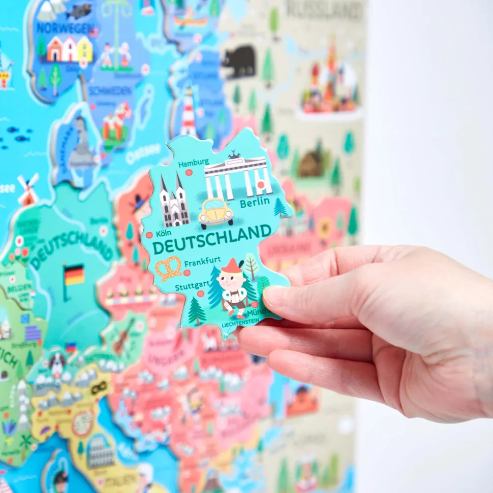 Puzzle Carte d'Europe Magnétique Allemand (bois)