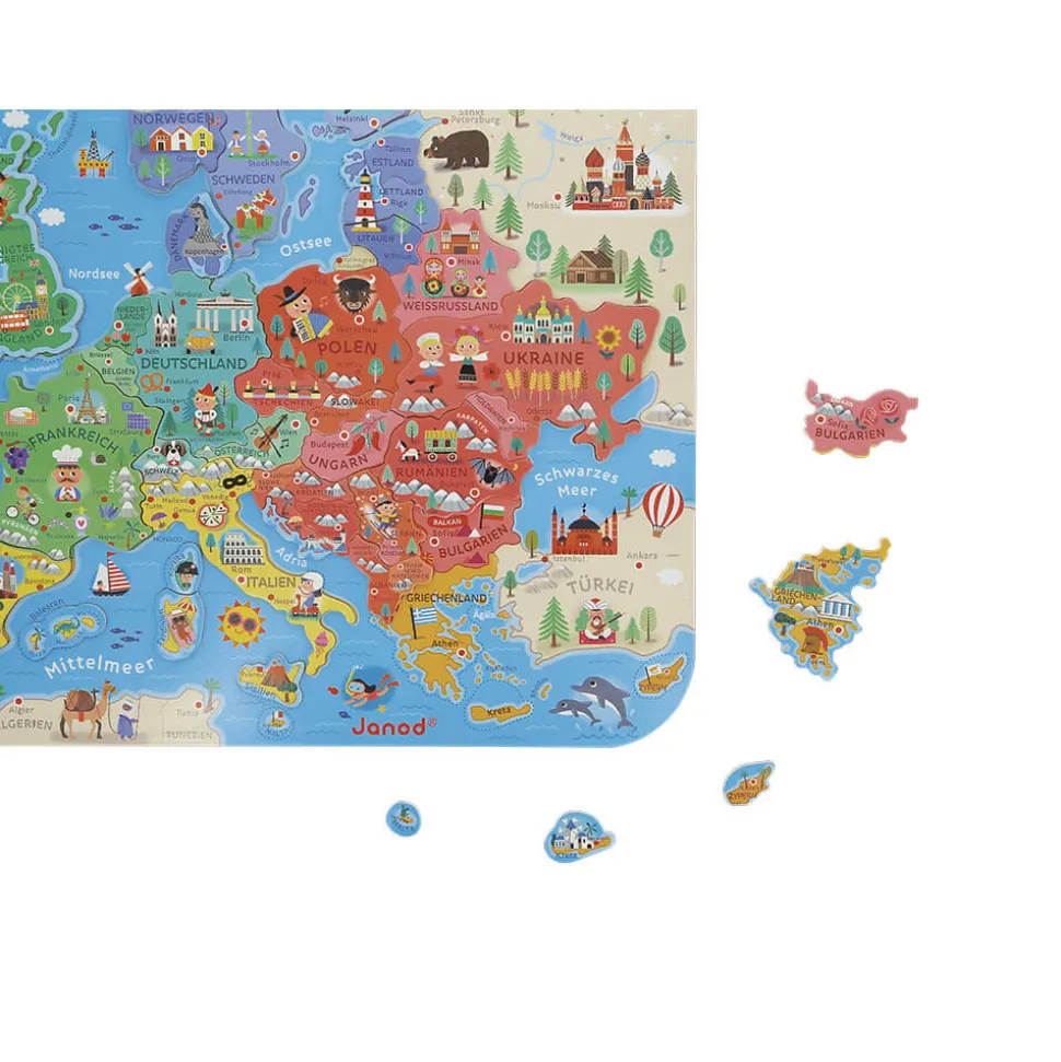 Puzzle Carte d'Europe Magnétique Allemand (bois)