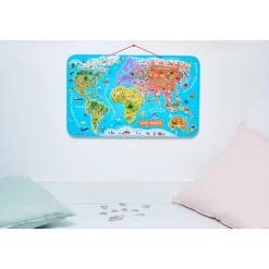 Puzzle Carte Monde Magnétique Allemand 92 pièces