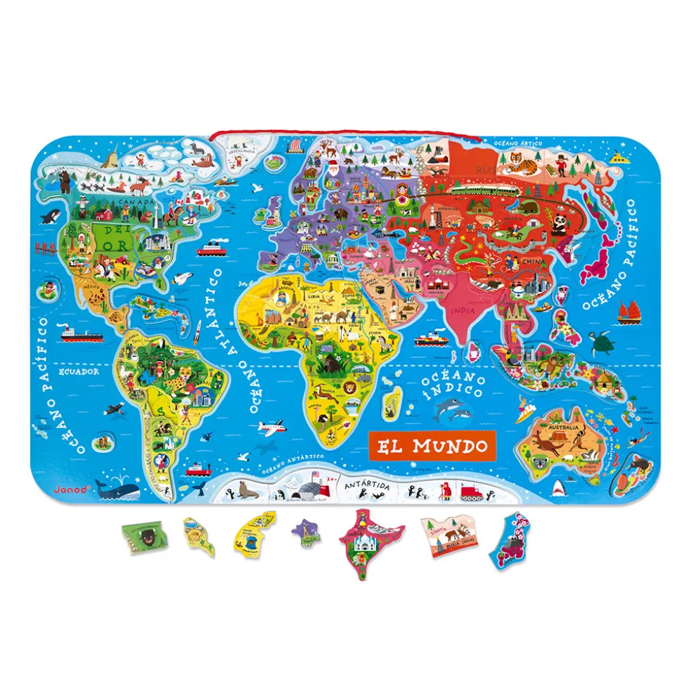 Puzzle Carte Monde Magnétique 92 pièces Espagnol