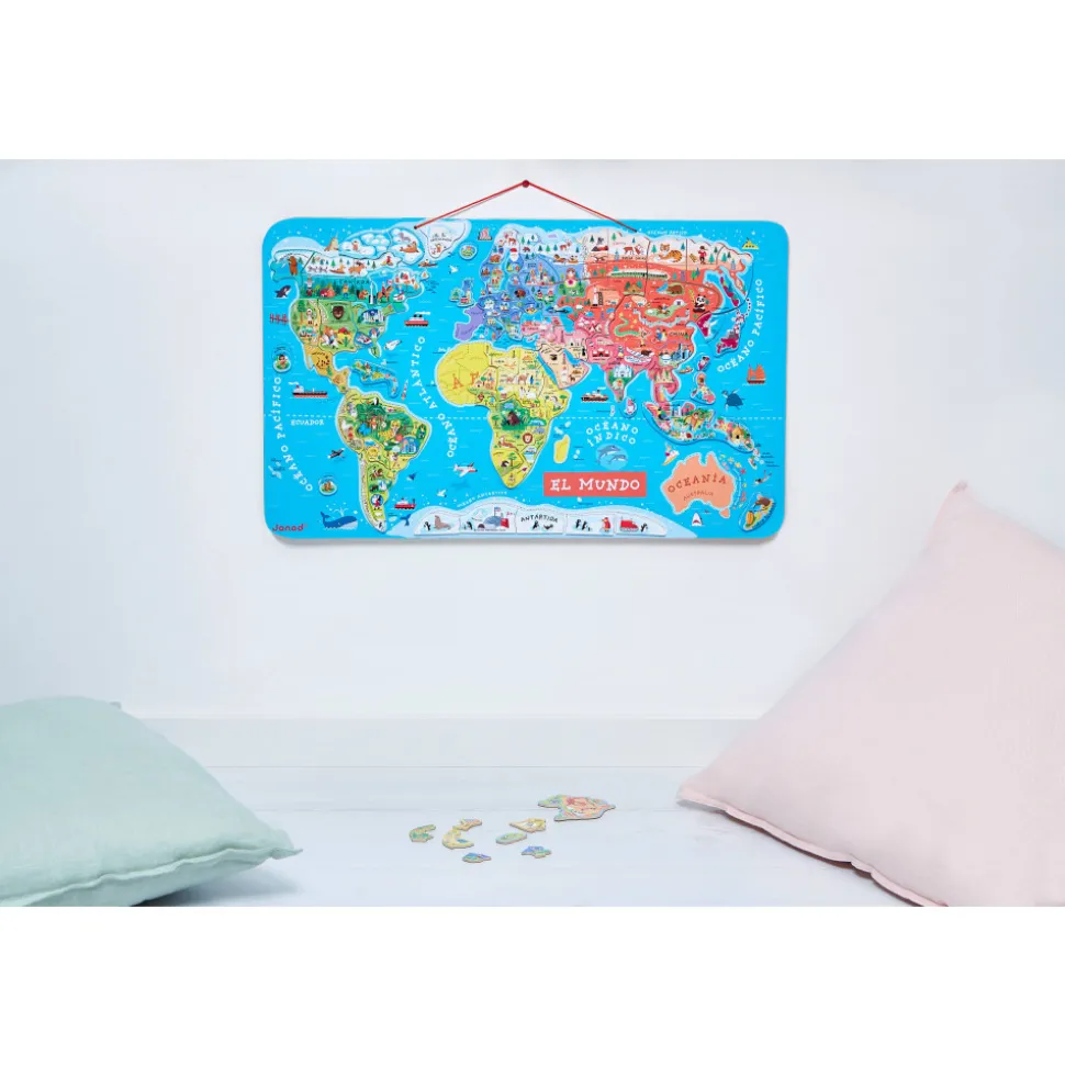 Puzzle Carte Monde Magnétique 92 pièces Espagnol