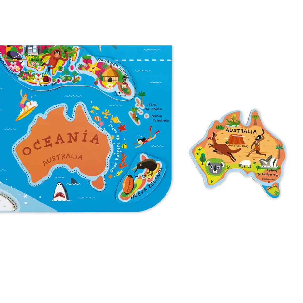 Puzzle Carte Monde Magnétique 92 pièces Espagnol