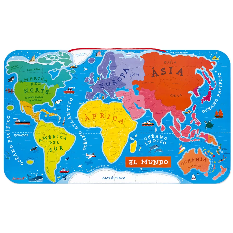 Puzzle Carte Monde Magnétique 92 pièces Espagnol