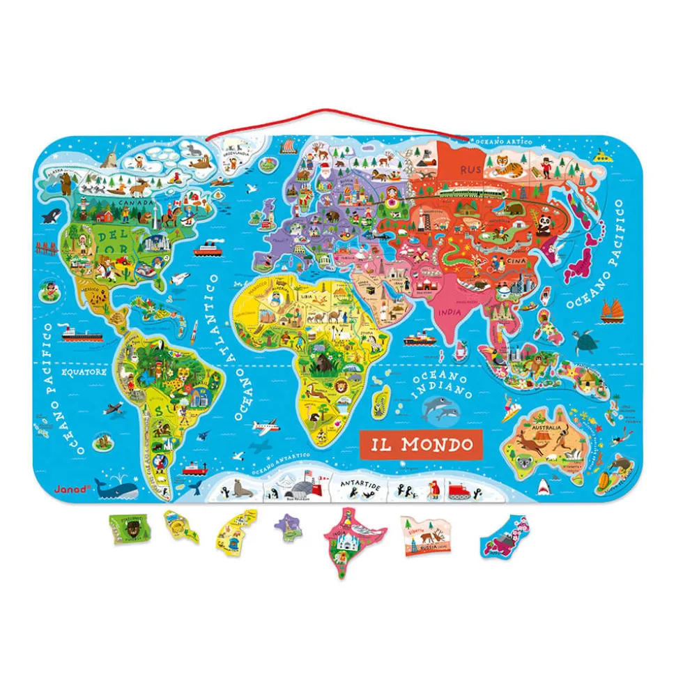 Puzzle Carte Monde Magnétique 92 pièces Italien