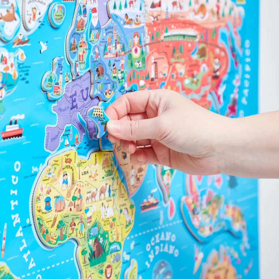 Puzzle Carte Monde Magnétique 92 pièces Italien