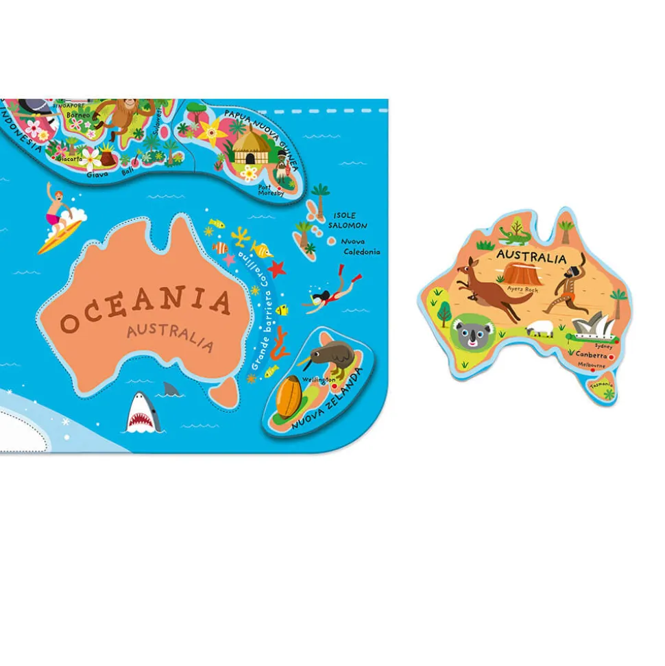 Puzzle Carte Monde Magnétique 92 pièces Italien