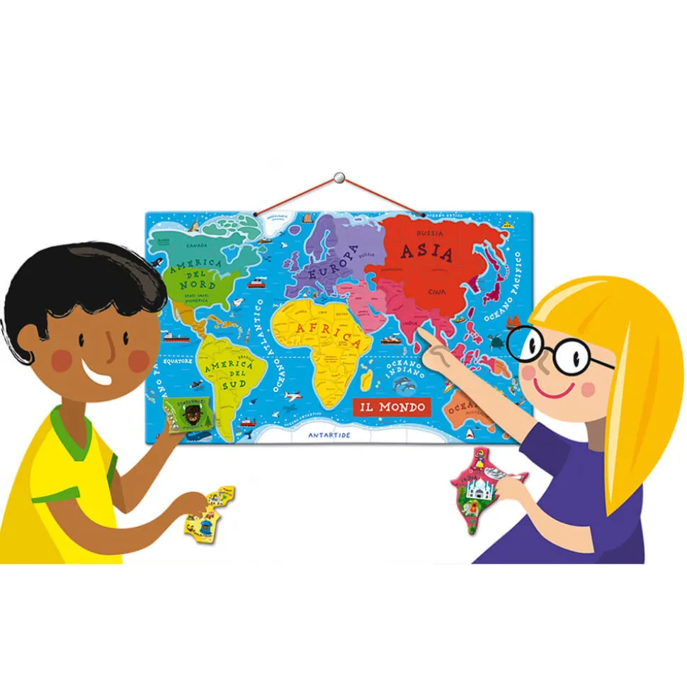 Puzzle Carte Monde Magnétique 92 pièces Italien
