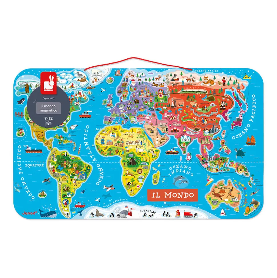 Puzzle Carte Monde Magnétique 92 pièces Italien