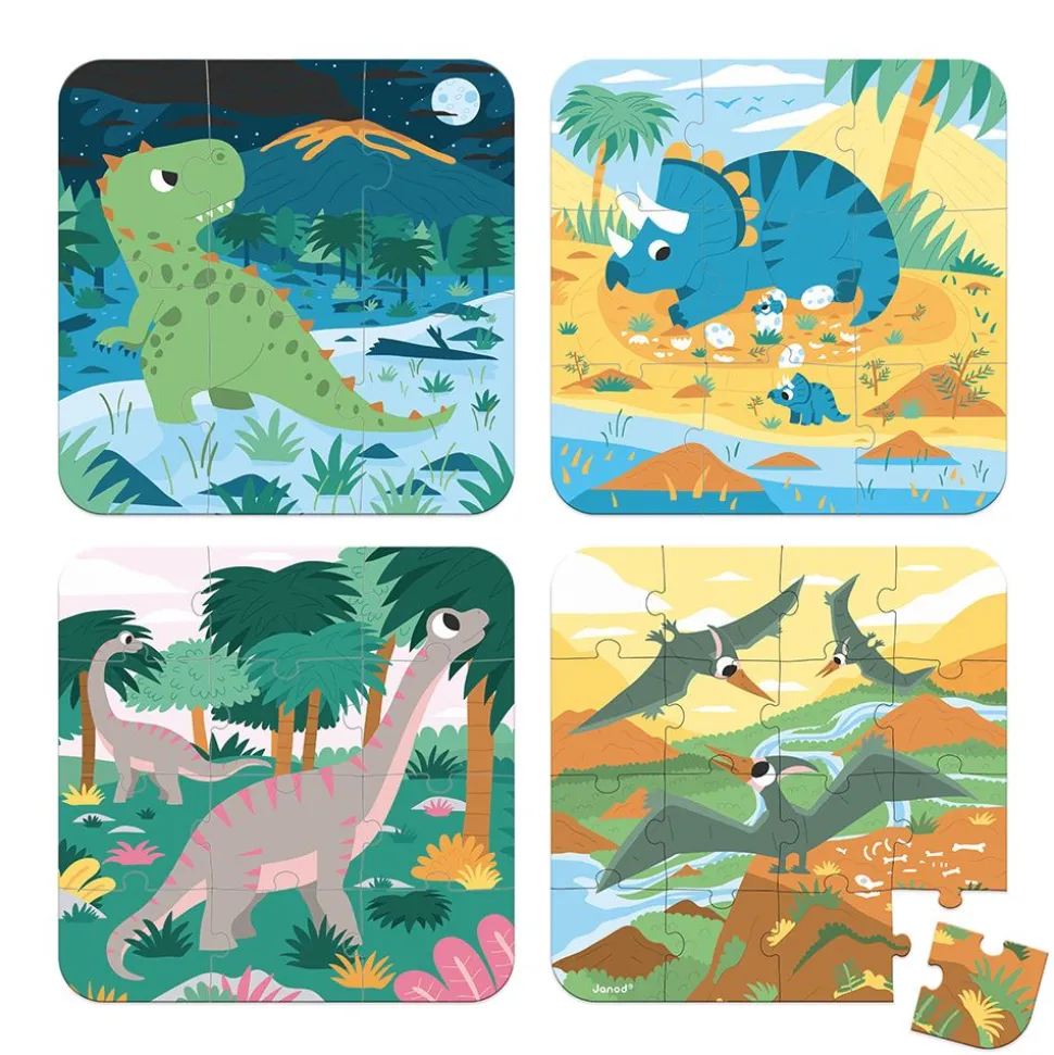 Puzzles Évolutifs Dinosaures - 4 puzzles