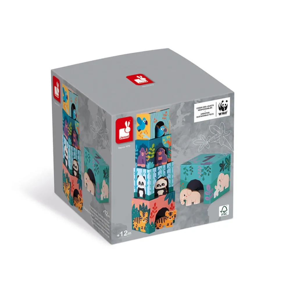 Pyramide en carton et figurines en bois Les Animaux - Partenariat WWF®