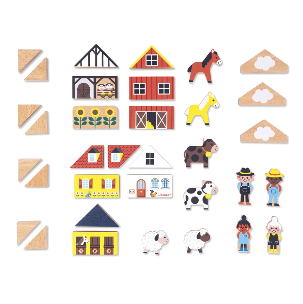 Set de 34 cubes en bois Campagne - Cross Roads