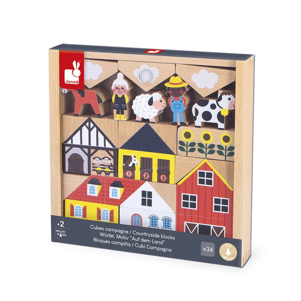 Set de 34 cubes en bois Campagne - Cross Roads