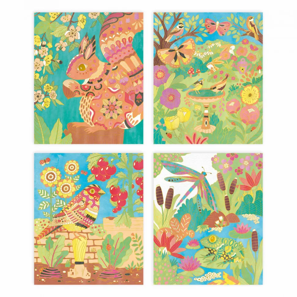Tableaux Dorés Peinture Aquarelle Jardin