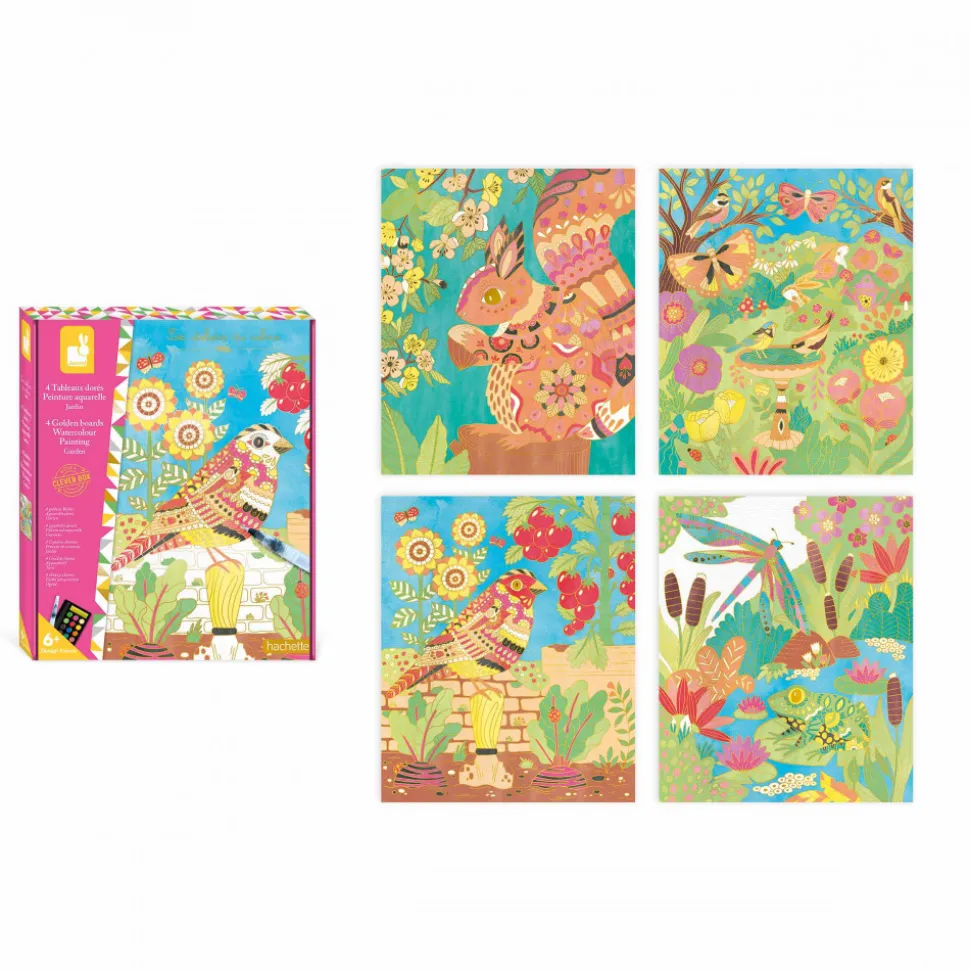 Tableaux Dorés Peinture Aquarelle Jardin