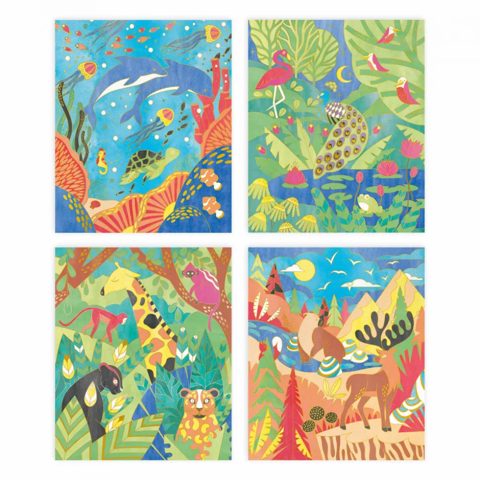 Tableaux Dorés Peinture Aquarelle Animaux